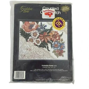 Golden Bee Counted Cross Stitch 60398 Victorian Flowers With Frame New